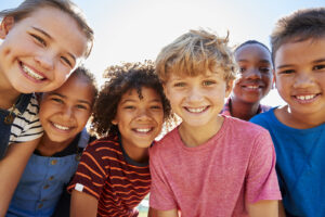 Close up of pre-teen friends