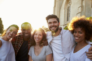 Group of smiling young adult