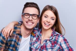Couple smile